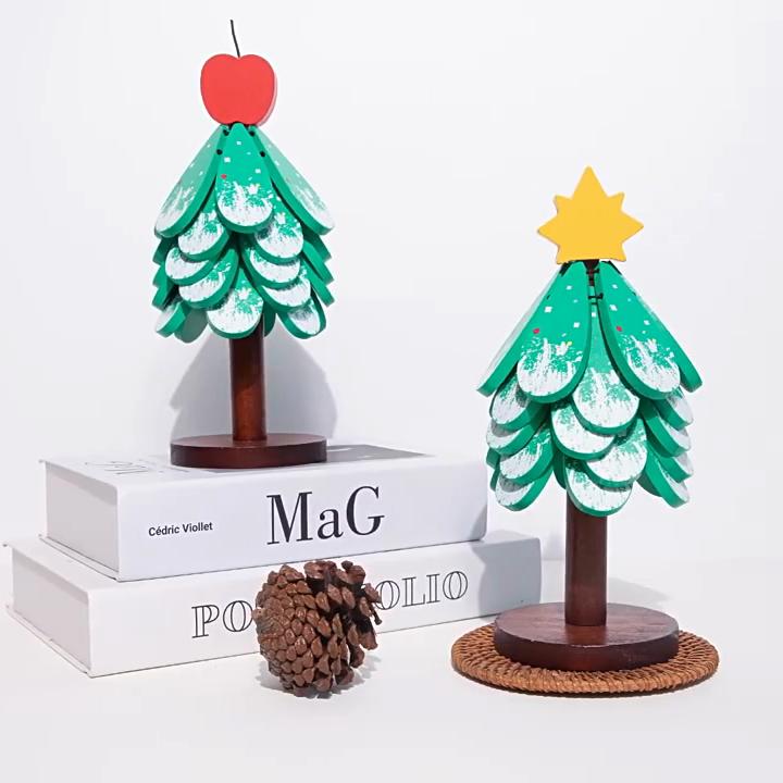 Christmas Tree Solid Wood Coaster, Heat-resistant Anti-scald Non-slip Table Mat, Home Desktop Decoration for Cup Pot