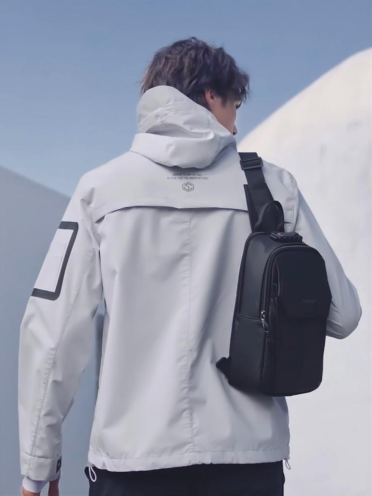 Сумка на плечо Tigernu Нагрудная сумка Черная T-S8889 Мужская 9,7-дюймовая сумка для iPad в корейском стиле Водонепроницаемая сумка через плечо Мужская сумка TSA Anti Theft Pack