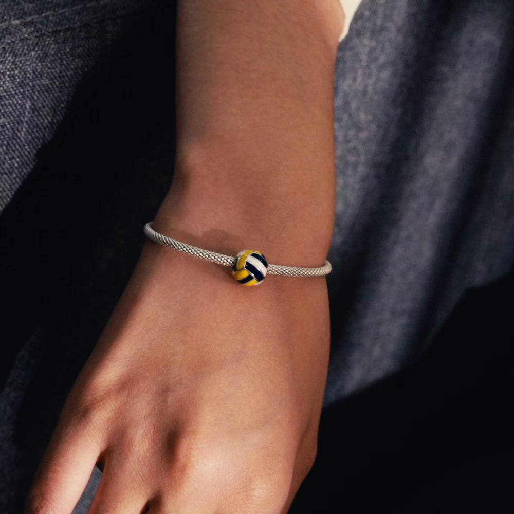 BAMOER Аутентичные 100% стерлингового серебра 925 пробы, спортивный мяч, волейбольный мяч, очаровательные бусины, подходят для женского браслета