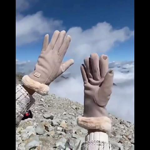 Теплые женские перчатки с флисовой подкладкой
