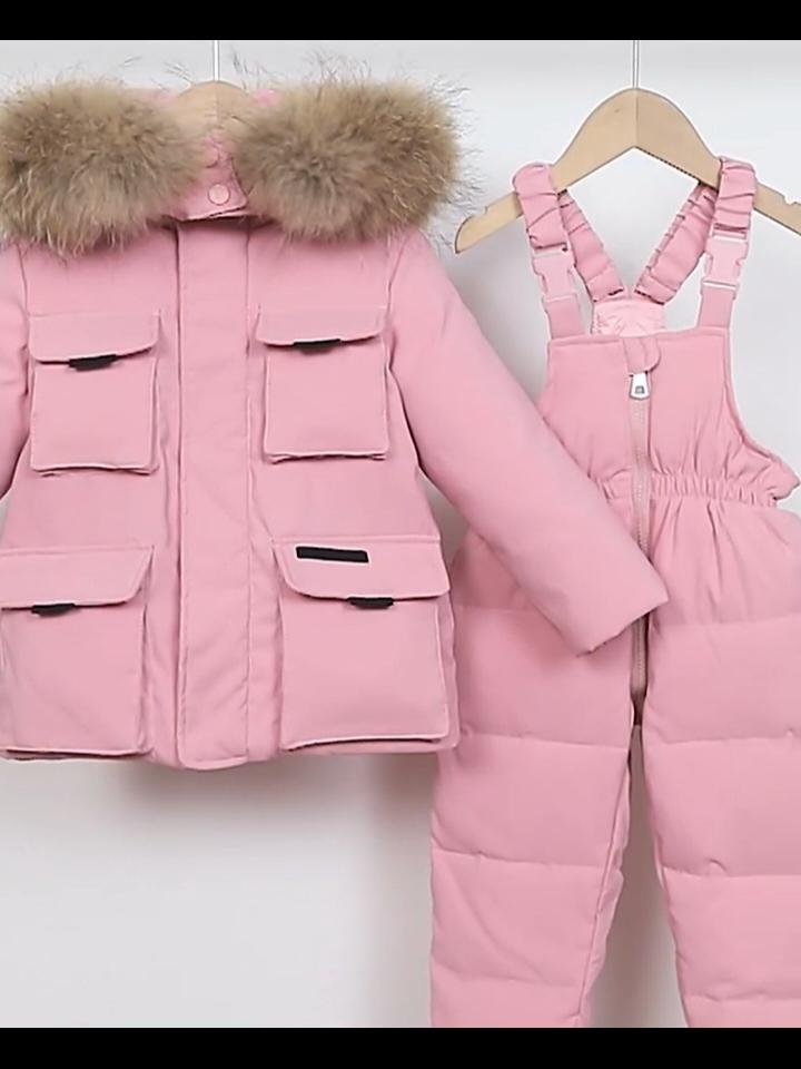 Зимний пуховый комплект куртка и брюки для малышей мальчиков и девочек – 90% пух белой утки, ветрозащитная теплая верхняя одежда, 1–6 лет