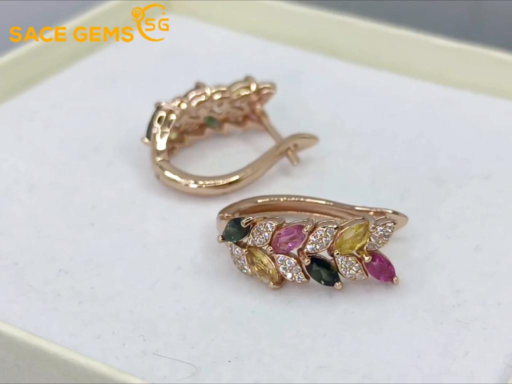 Sace Gems Стерлингового серебра 925 пробы, 2,5*5 мм, натуральный турмалин, зажим для ушей, ювелирные изделия для свадебной вечеринки, подарок