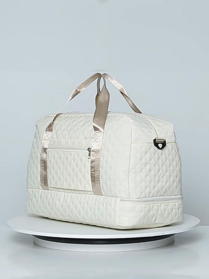 Однотонная дорожная сумка-тоут унисекс на молнии, многофункциональная, с отдельным отделением для обуви, большая вместимость для удобного хранения на открытом воздухе