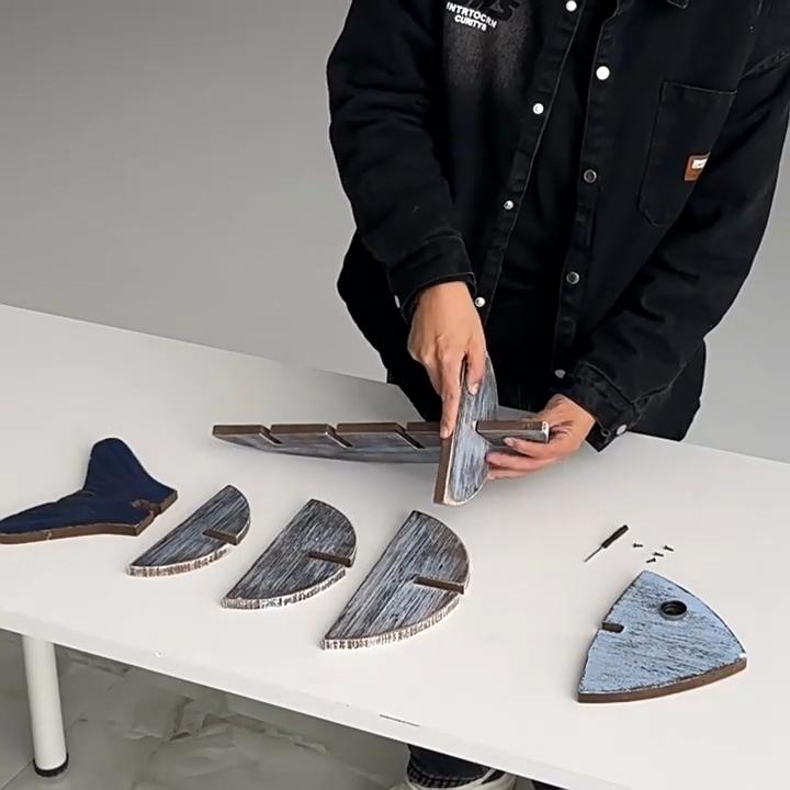 Nordic-Mediterranean Wooden Fish Skeleton Wall Shelf - Decorative Hanging Storage for Coastal Home Decor