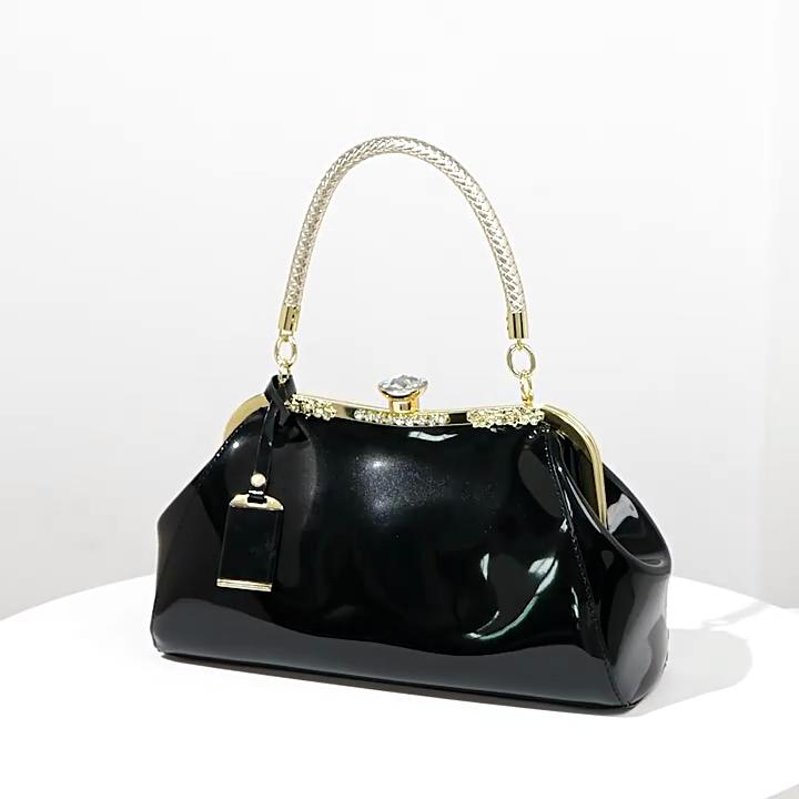 Fashionable Patent Leather Glossy Women's Bag, Red Grand Handbag, Women's One Shoulder Diagonal Cross Bag