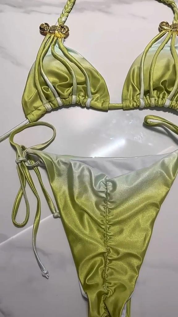 Push Up Bikinis 2025 Sexy Women Swimsuit Swimwear Female Shiny Bikini Set Bandage Biquinis Bathing Suit Swimming Suits Beachwear