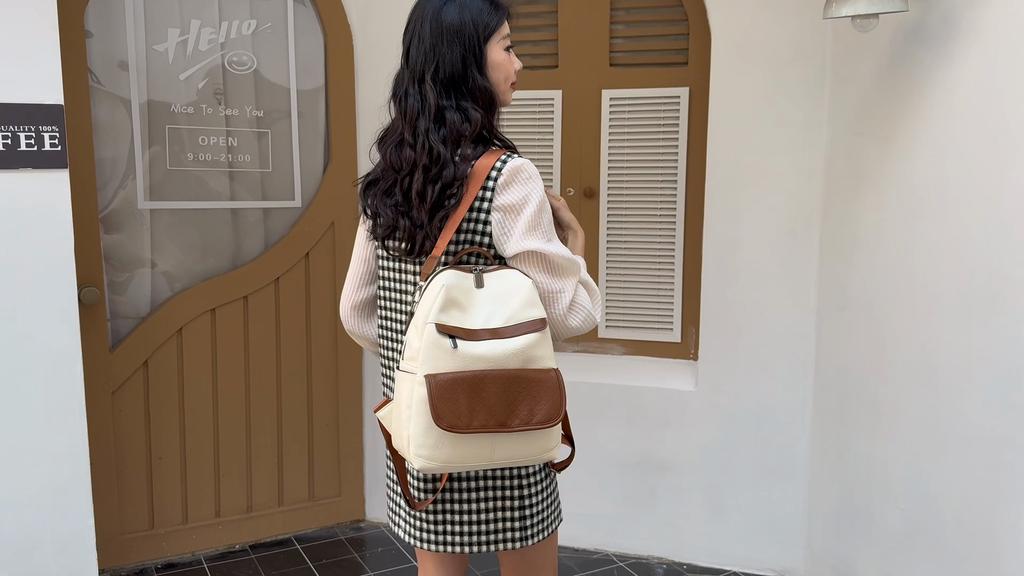 Commuter Backpack Large Capacity Women's Soft Leather Backpack