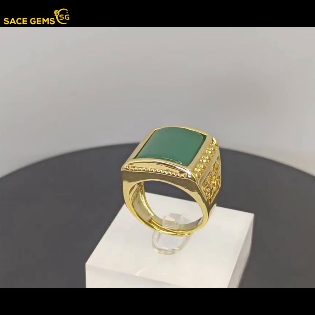 Sace Gems Классический размер отверстия можно регулировать, мужские кольца из агата из медного сплава