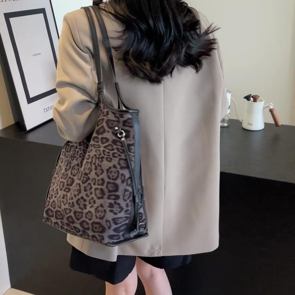 Сумка Commuter с леопардовым принтом, большая вместимость, женская сумка через плечо, студенческая сумка-тоут