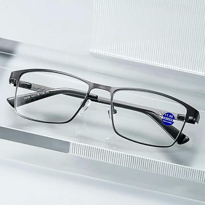Men Square Metal Frame Myopia Glasses Classic Large Near Sight Eyewear Blue Light Blocking Ultralight Minus Diopter Eyeglasses