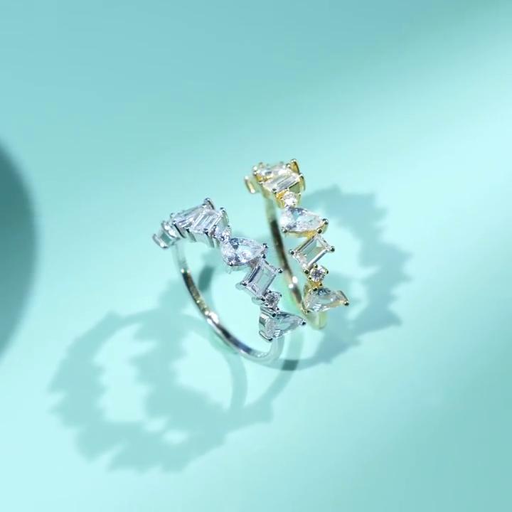 Tancise Classic 925 Sterling Silver Zircon Ring Ladies Jewelry Wedding Promise Party Gift