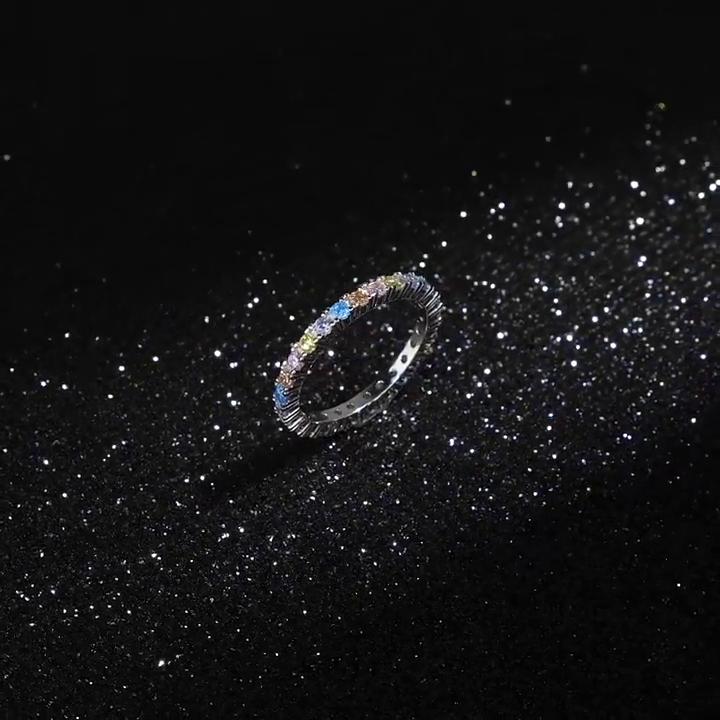 Tancise Classic 925 Sterling Silver Zircon Ring Ladies Jewelry Wedding Promise Party Gift