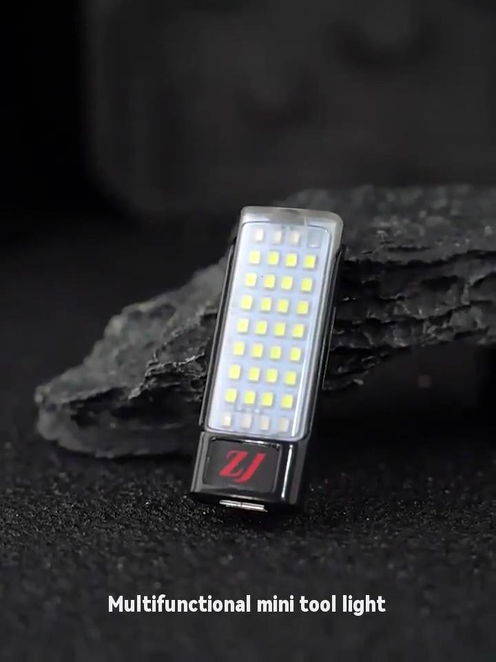 Rechargeable Mini LED Flashlight White & Red Light Worklight Keychain Light Camping Lamp 5 Lighting Modes Emergency Light