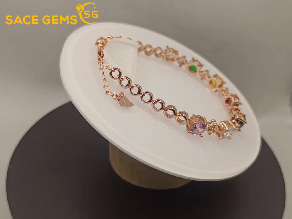 Sace Gems Zircon Bracelet Jewelry Geometric Bead Chain Link Bracelets Fashion Fine Wedding Gift for Girlfriend Women