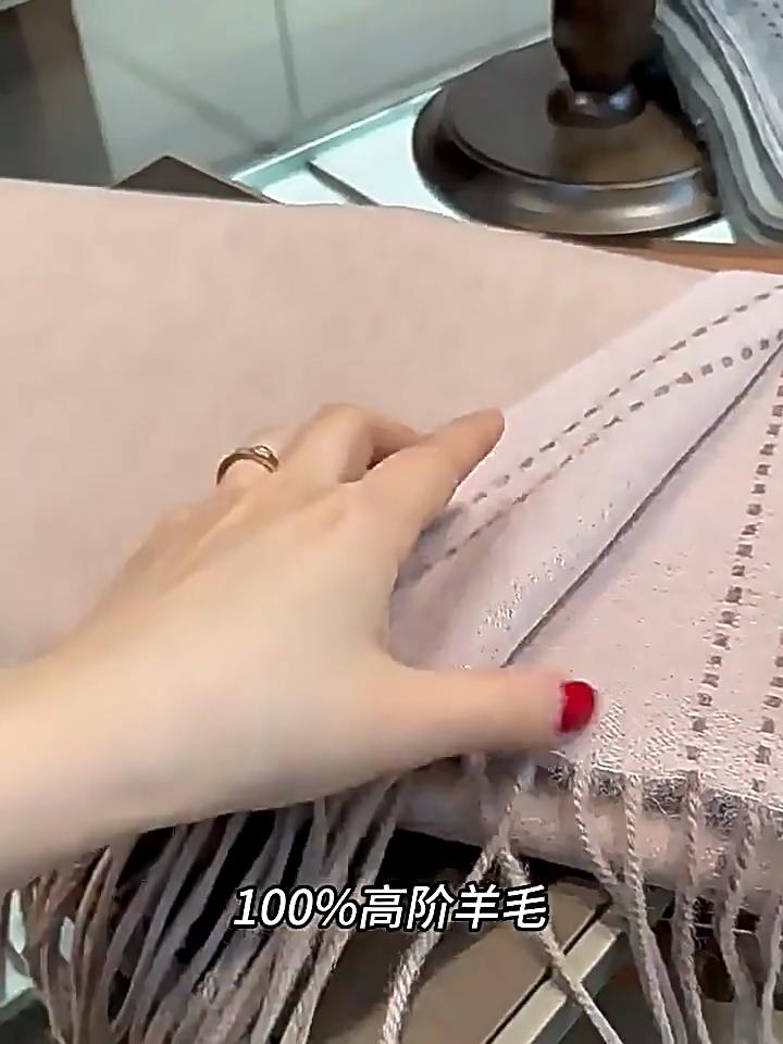 Versatile 100% WOOL Pure Wool Scarf, Women's Solid Color Stitching Design Double-sided Cashmere Shawl Winter Warm Scarf