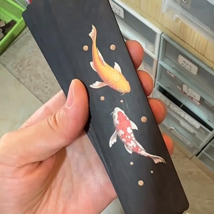 Painted Koi Bookmark Ebony Auspicious Koi Bookmark Purple Light Sandalwood Every Year More Than Study Supplies Can Be Engraved