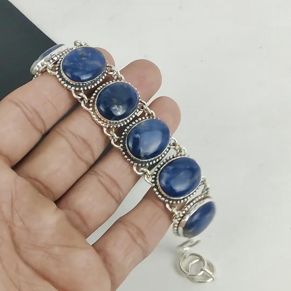 Amzing Sodalite Gemstone Handmade 925 Sterling Silver Bracelet, Sodalite Bracelet For Wife , Unisex Bracelet, Party Wear Gift