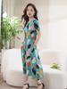 Elegant Women's Summer Dress  New Casual Slim Short Sleeve Long Dress Korean Style Slim Vintage Clothes