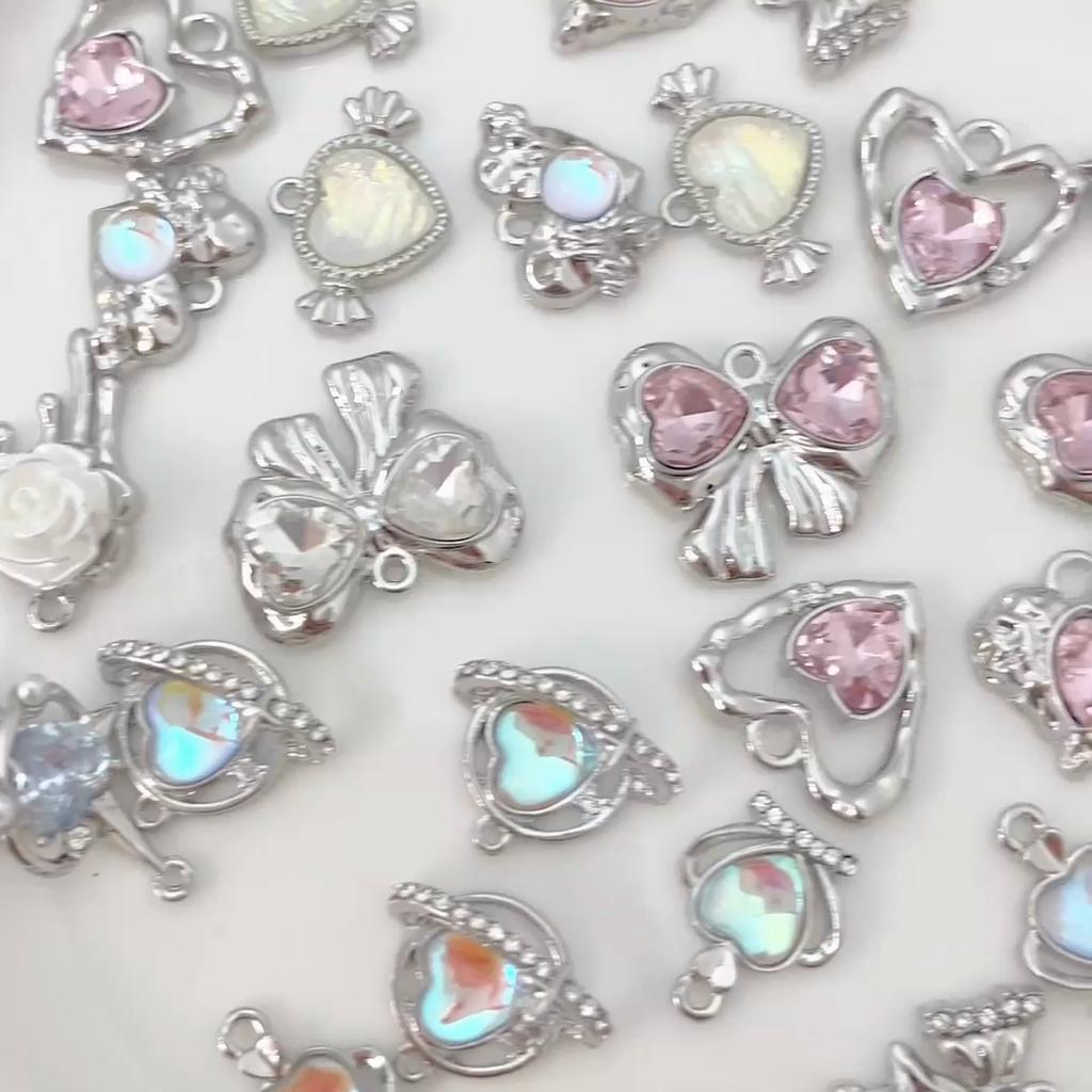 Золотой/серебряный цвет сплава Алмазное сердце роза бабочка кулон для изготовления ювелирных изделий DIY ожерелье браслет серьги