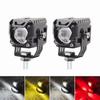 1 Pair Motorcycle Fog Light 3,000LM Amber White Red Strobe Lights 5 Modes Offroad Work Lights Spotlight LED Driving Light
