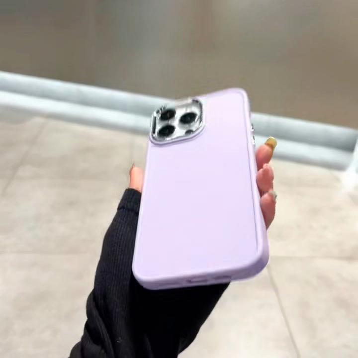 Electroplate Lens Bumber Phone Case For iPhone 16 15 14 Pro Max 13 12 11 15 Pro Max X XR XS Max 7 8Plus Solid Color Silicon Back Cover