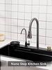 Multifunction Black Nano Kitchen Sink Waterfall Faucet Large Single Bowl Cup Washer Pure Tap Soap Dispenser 304 Stainless Steel