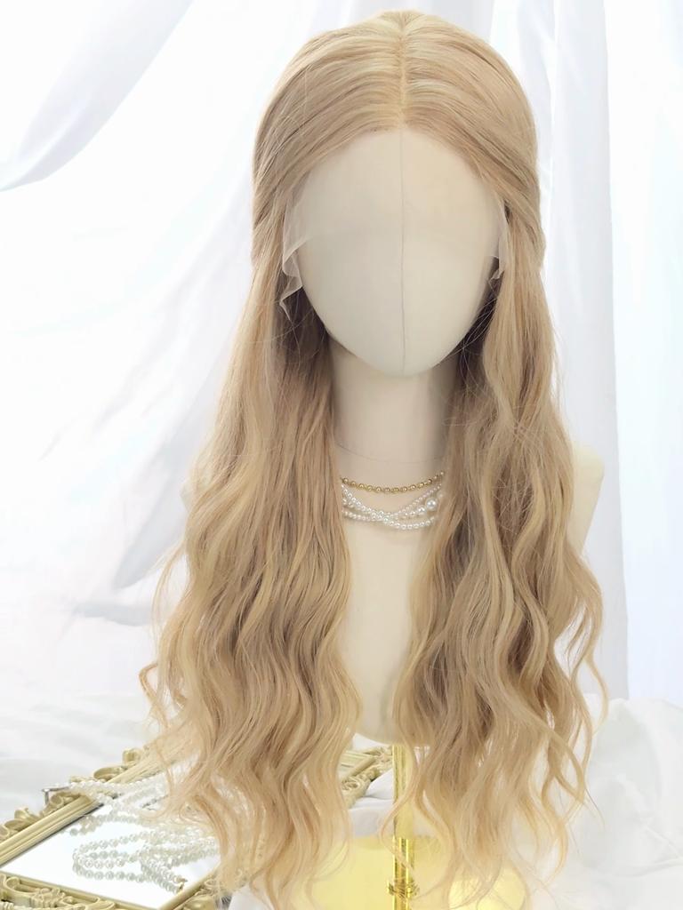 ALAN EATON Synthetic Front Lace Wig Red Brown Long Highlight Wave Middle Part Hair Synthetic Wigs Daily Party for Women