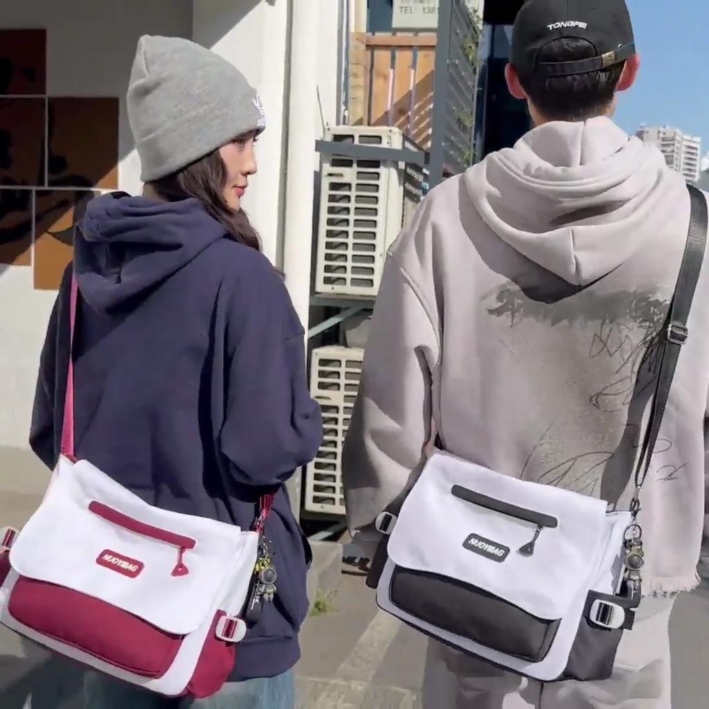 Сумка с цветными блоками, студенческая сумка через плечо, женская и мужская сумка-мессенджер