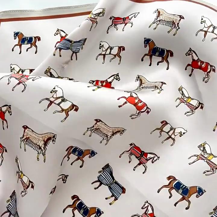 53*53cm Square Silk Scarf Women's Fashion Printed Small Neck Scarf Office Women's Hair Belt Folar Handkerchief Women's Handkerchief Scarf