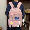 Student School Bag Girls Large Capacity Lightweight Nylon Backpack Multifunctional Solid Color Backpack