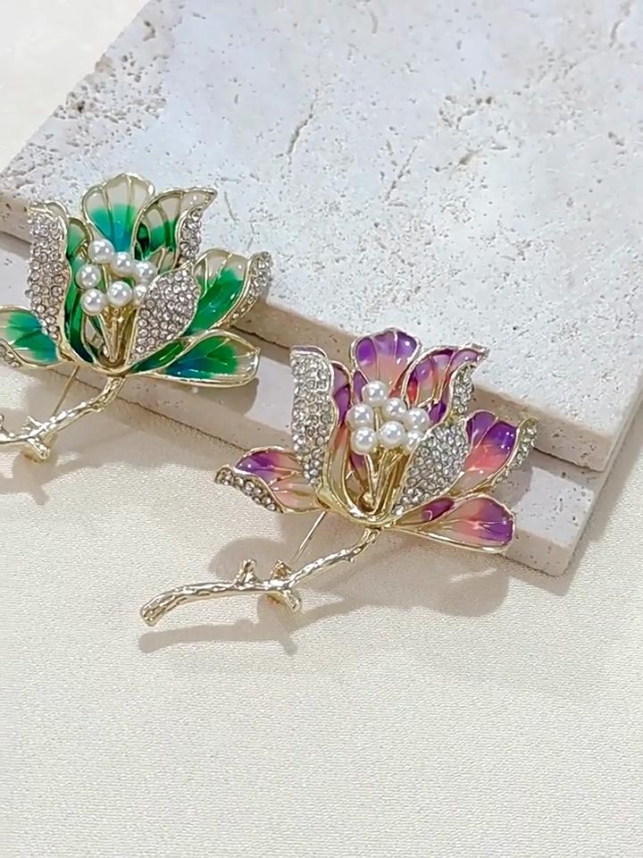 Брошь «Бегония» из эмали, легкая роскошная брошь класса люкс, антибликовая булавка, аксессуары для одежды, женские украшения