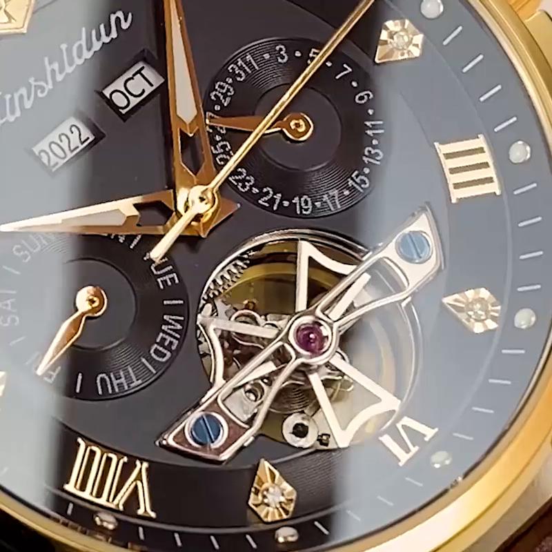 JINSHIDUN New Business and Leisure Men's Watch Tusso Multi -function Fully Automatic Mechanical Complex High -end Watch High -end Watch