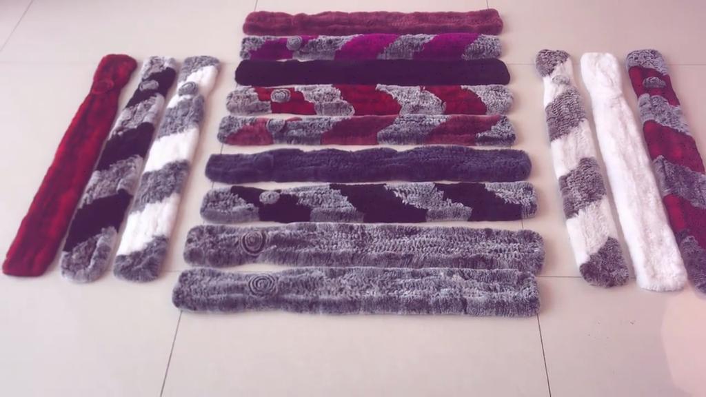 Новый бренд роскошный женский настоящий меховой шарф зимний настоящий меховой шарф из кролика рекс зимний теплый женский вязаный натуральный меховой шарф