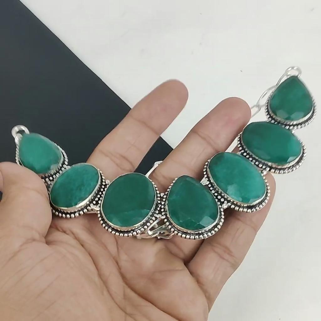 Изящное ожерелье из стерлингового серебра 925 пробы с изумрудом и драгоценными камнями, колье из изумрудного серебра для жены, ожерелье унисекс, подарок на День благодарения