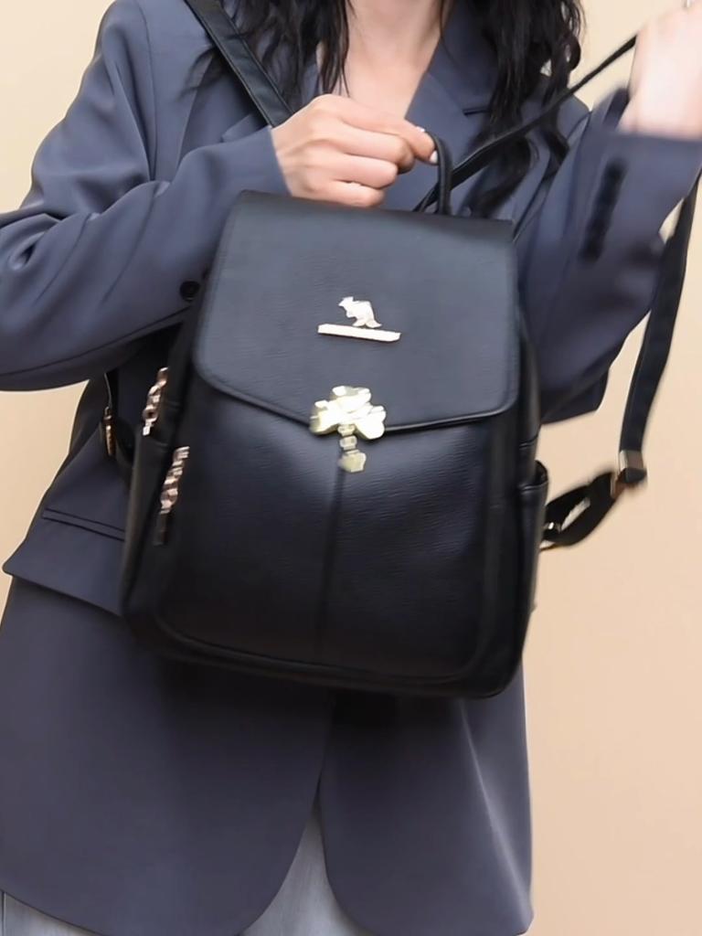 Large Capacity Backpack Women's Travel Backpack Soft Leather Lightweight School Bag