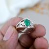 925 Sterling Silver Green Onyx Oval Shape Green Gemstone Ring For Women