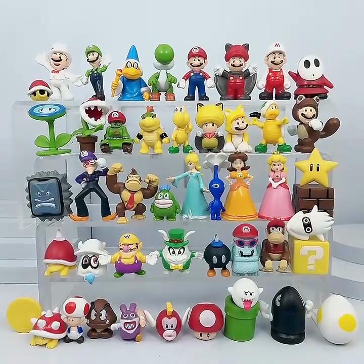 48 шт. Фигурки Super Mario Bros Luigi Набор для украшения торта Нетоксичные Не выцветающие