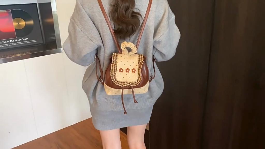 Minimalist Denim Patchwork Small Backpack For Daily Use