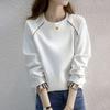 Thin Pure Cotton Sweatshirt Women Spring Autumn Korean Version Hatless Pullover Long Sleeve Round Neck Fake Two Piece Top