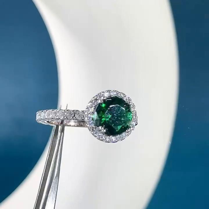 BELLA BOX Круглое зеленое кольцо на палец с кубическим цирконием для женщин, блестящие аксессуары, винтажное кольцо в стиле ретро, ​​вечерние, роскошные ювелирные изделия, подарок