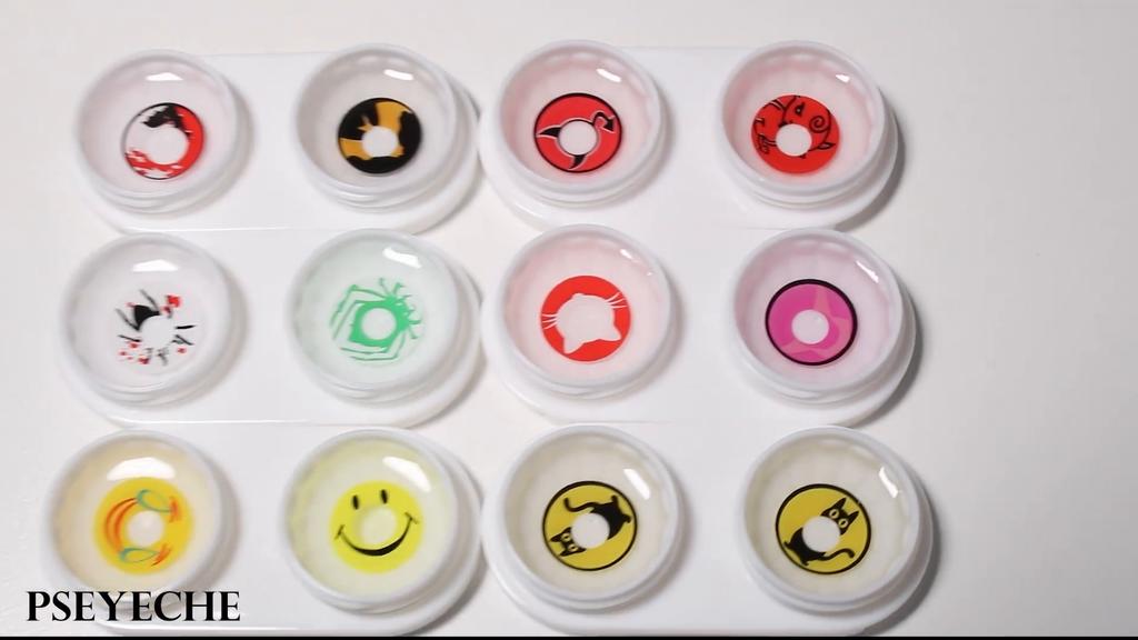 Контактные линзы для косплея Pseyeche Blood Bat, контактные линзы с розовым сердцем, контактные линзы Red Kitty для Хэллоуина, 1 пара, зеленые линзы Spide Crazy