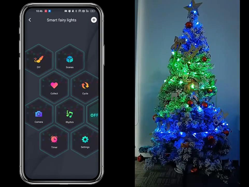Светодиодные гирлянды RGB Smart Bluetooth Control USB Светодиодные гирляндные лампы Рождественская елка Открытый Новогодний коридор Гирлянда Огни Украшения