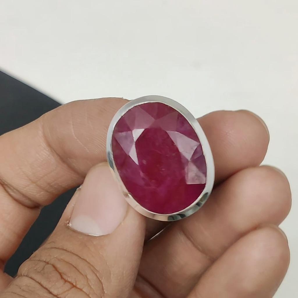 Красивое регулируемое кольцо из серебра 925 пробы с рубином из кашмира — подходит для размеров США от 6 до 11 — украшения ручной работы в стиле бохо для женщин и мужчин, праздничные наряды в подарок