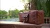 NEW 24" Men Genuine Goat Leather Brown Duffel Travel Gym Weekend Overnight Bag