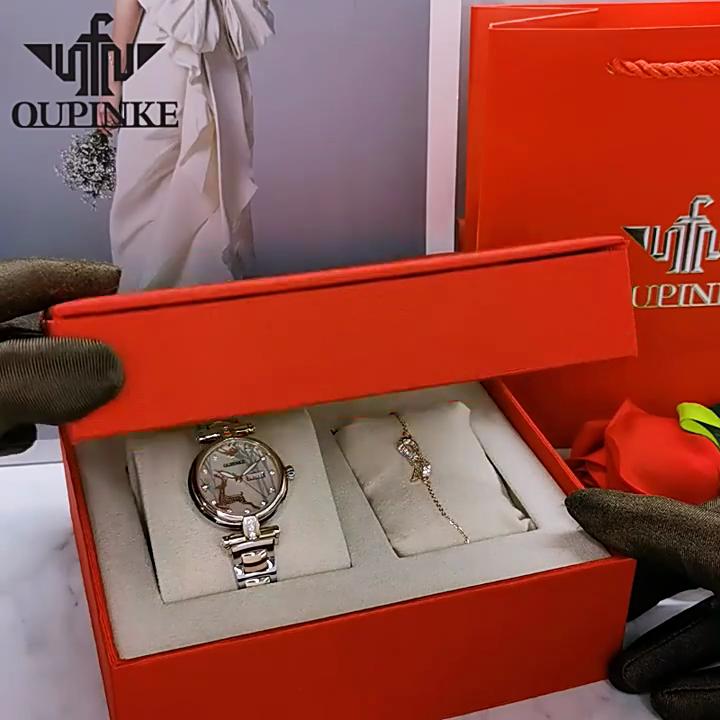 OUPINKE Watch Fashion Ins Wind Автоматические механические часы Водонепроницаемые женские часы