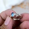 Кольцо ручной работы из серебра 925 пробы с лабрадоритом и грушевидным драгоценным камнем в стиле бохо для женщин