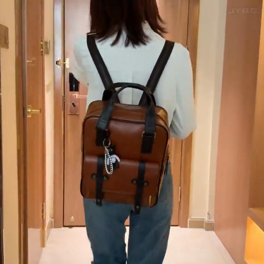 Женские противоугонные рюкзаки, студенческие коричневые школьные сумки для девочек-подростков, водонепроницаемый винтажный кожаный рюкзак для ноутбука, большой дорожный рюкзак