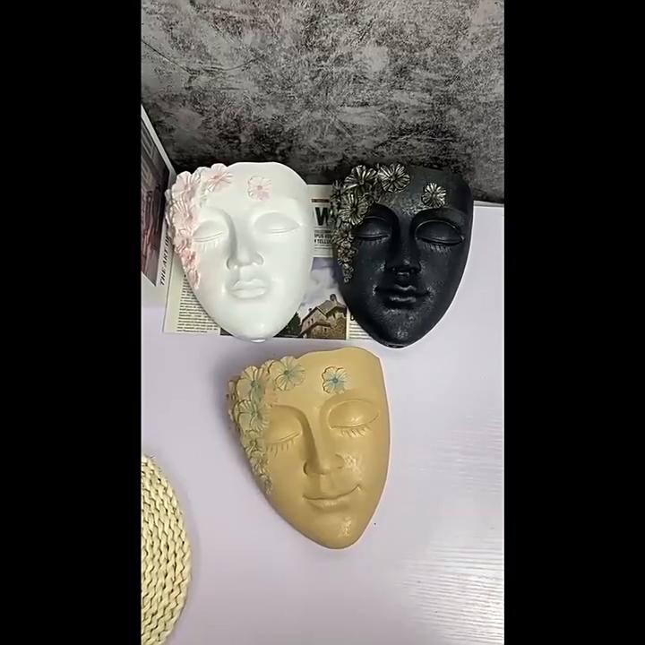 Настенный горшок для цветов с лицом, устойчивый к атмосферным воздействиям, держатель для сочных овощей и трав, полимерная головка, цветочный горшок, фигурка, домашний балкон, открытый сад