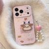 Чехол для телефона с цепочкой для iPhone 17 16 15 14 13 12 Pro MAX 11 Мультяшная вышивка Плюшевая наклейка с овечкой Ударопрочный мягкий чехол для телефона