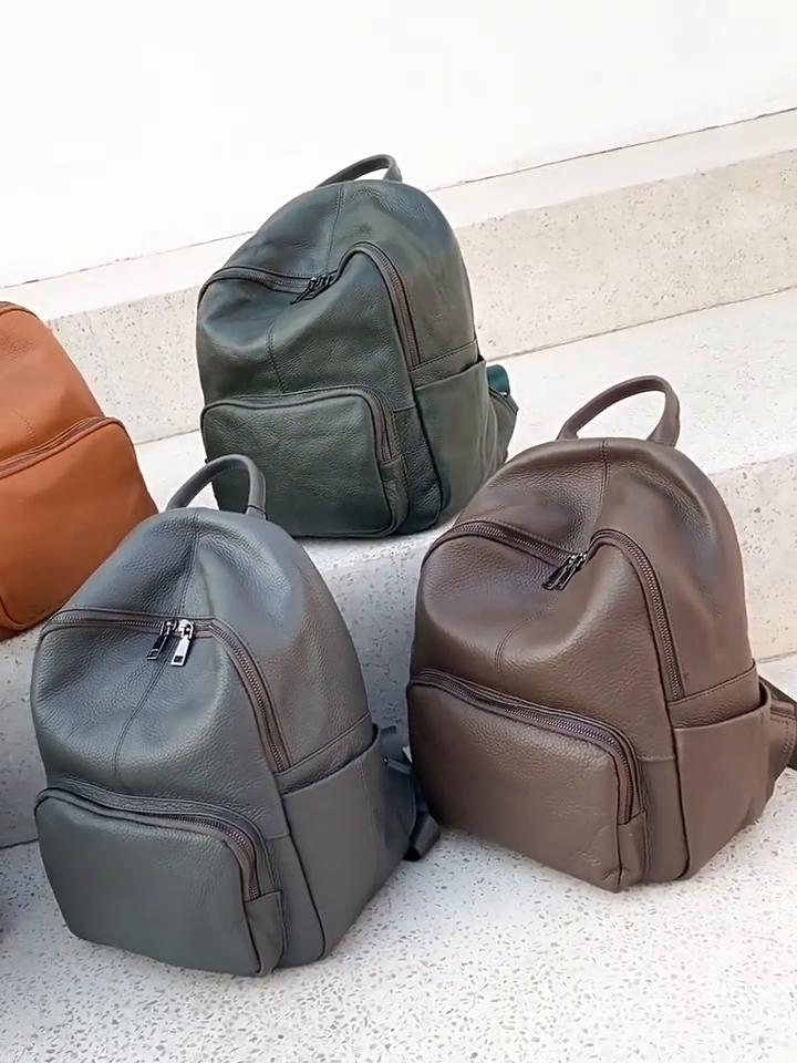 Vintage Genuine Leather Travel Backpack Women's Cowhide College Style School Bag